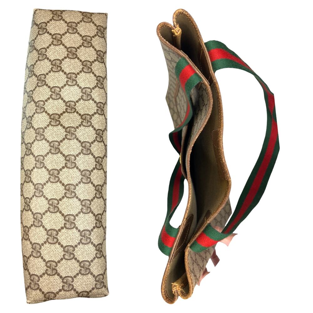 Gucci GG Supreme Sherry Line Tote Web Stripe Canvas Shopper Bag Italy Vintage - Picture 8 of 14